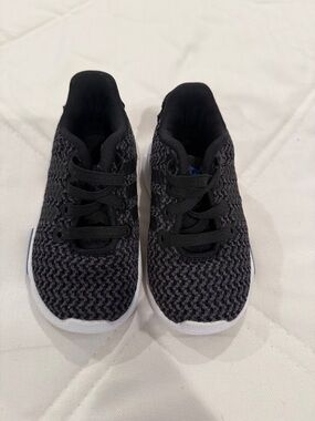 adidas Kids Black Knit Lace-Up Sneakers with White Sole
